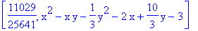 [11029/25641, x^2-x*y-1/3*y^2-2*x+10/3*y-3]